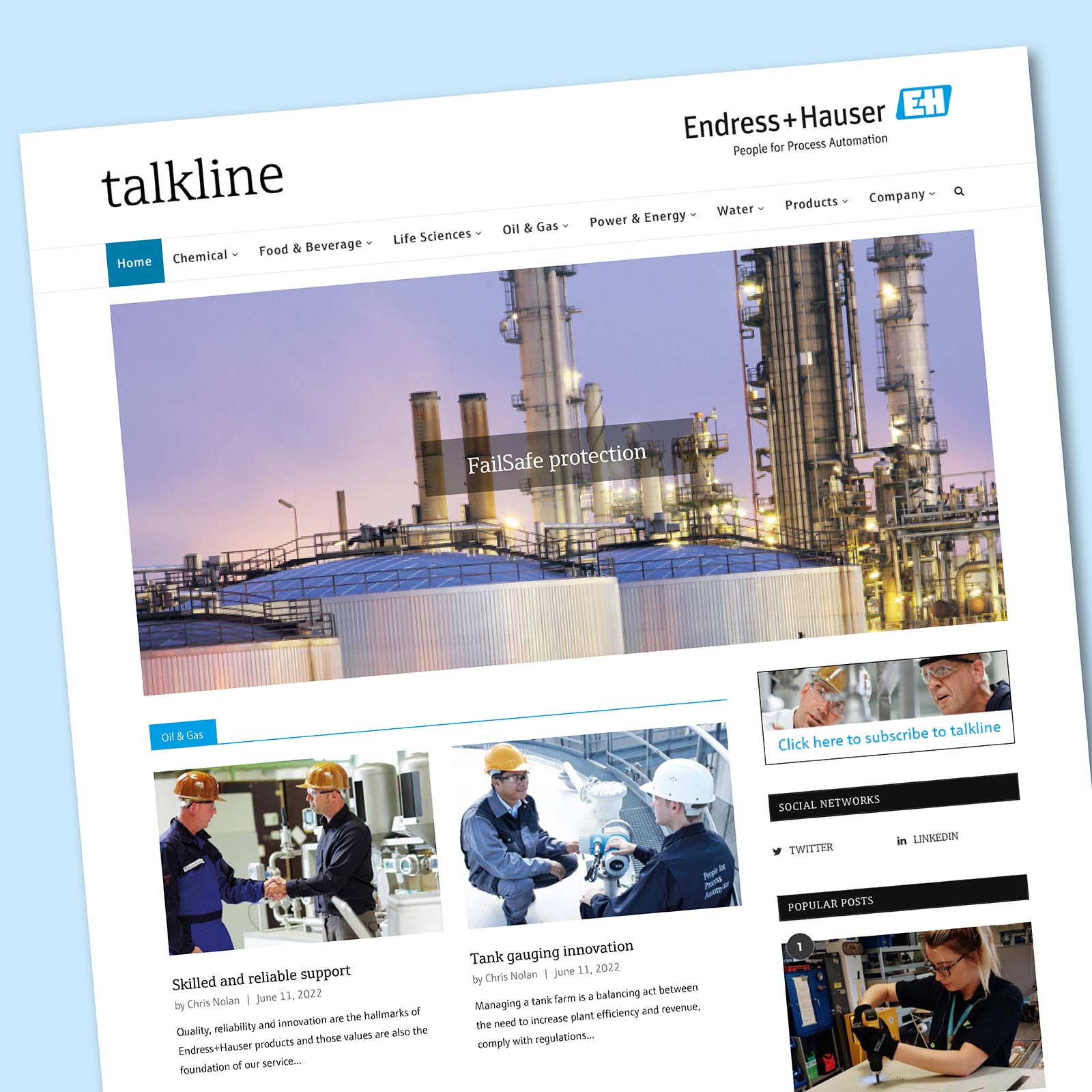 Endress+Hauser Talkline Magazine online
