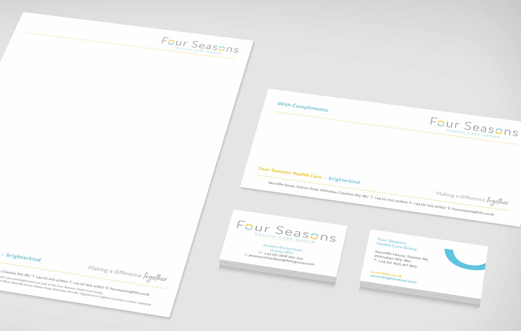 Four Seasons Health Care Branding Design Stationery