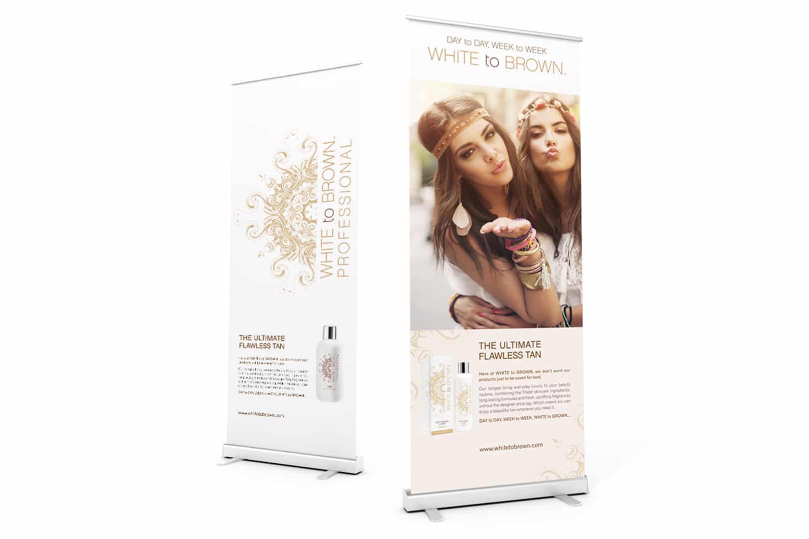 White to Brown Banner Stand Design