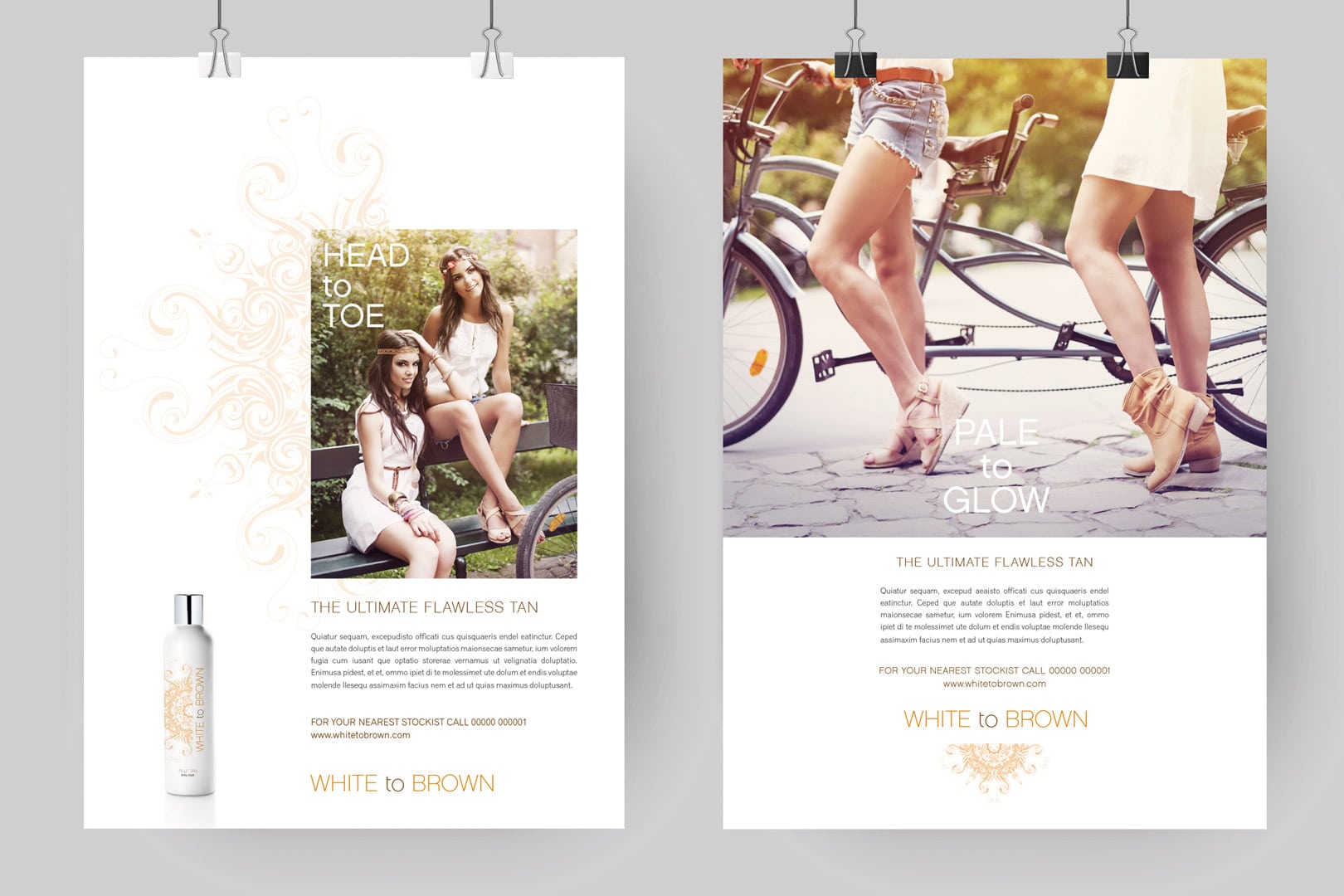 White to Brown Tanning Poster Design