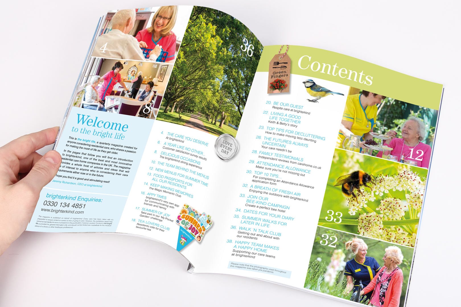 brighterkind magazine Contents page design