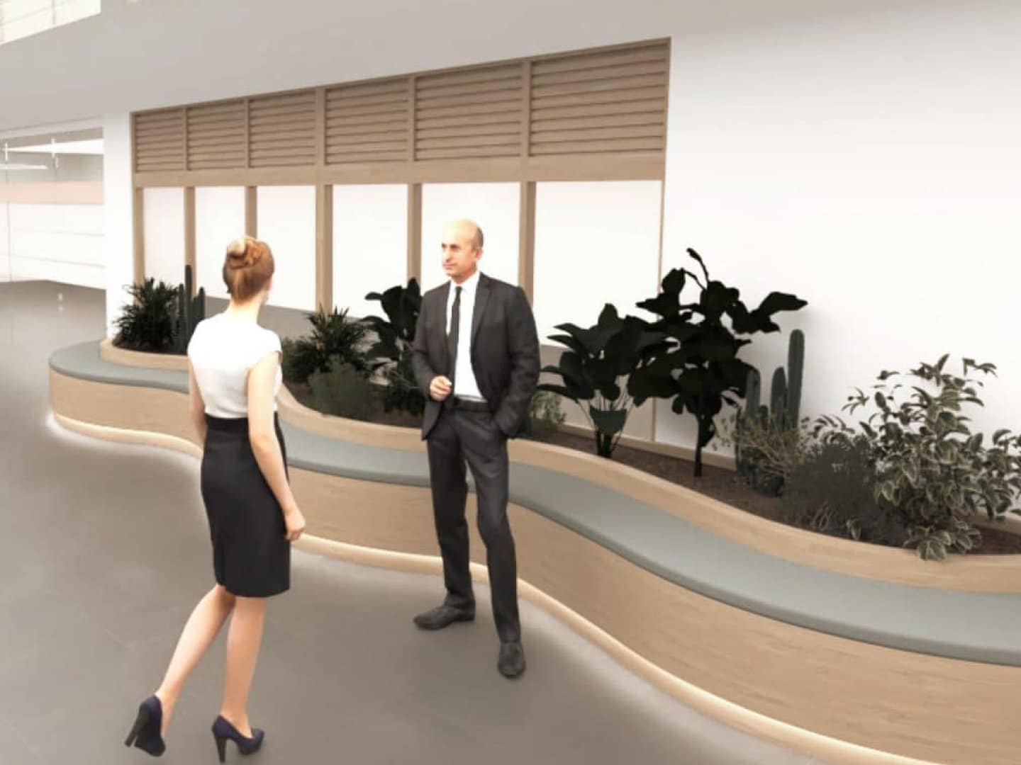 Concept Visual for E+H Atrium Seating and Planting Scheme