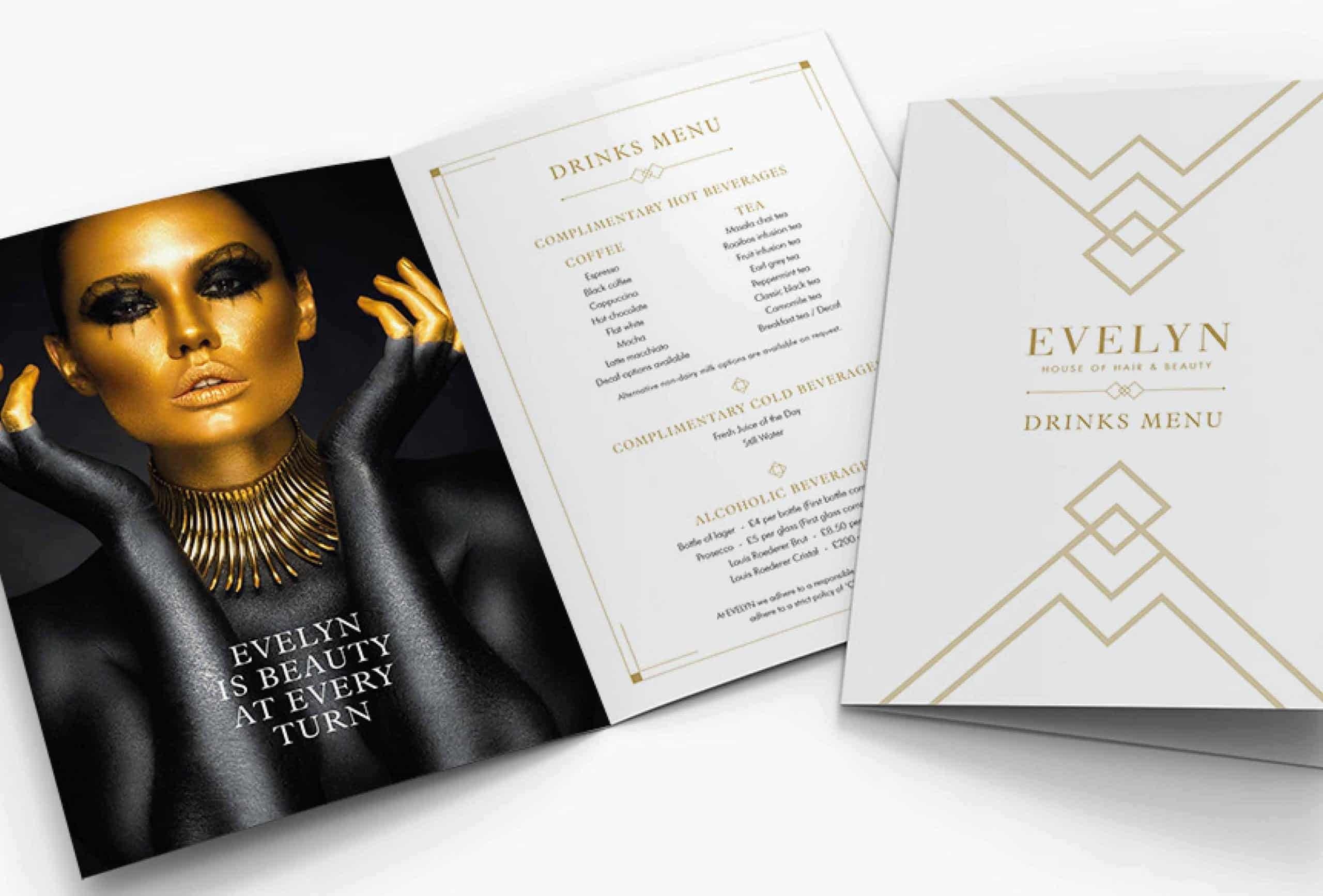 Drinks Menu for Evelyn House of Hair and Beauty Manchester