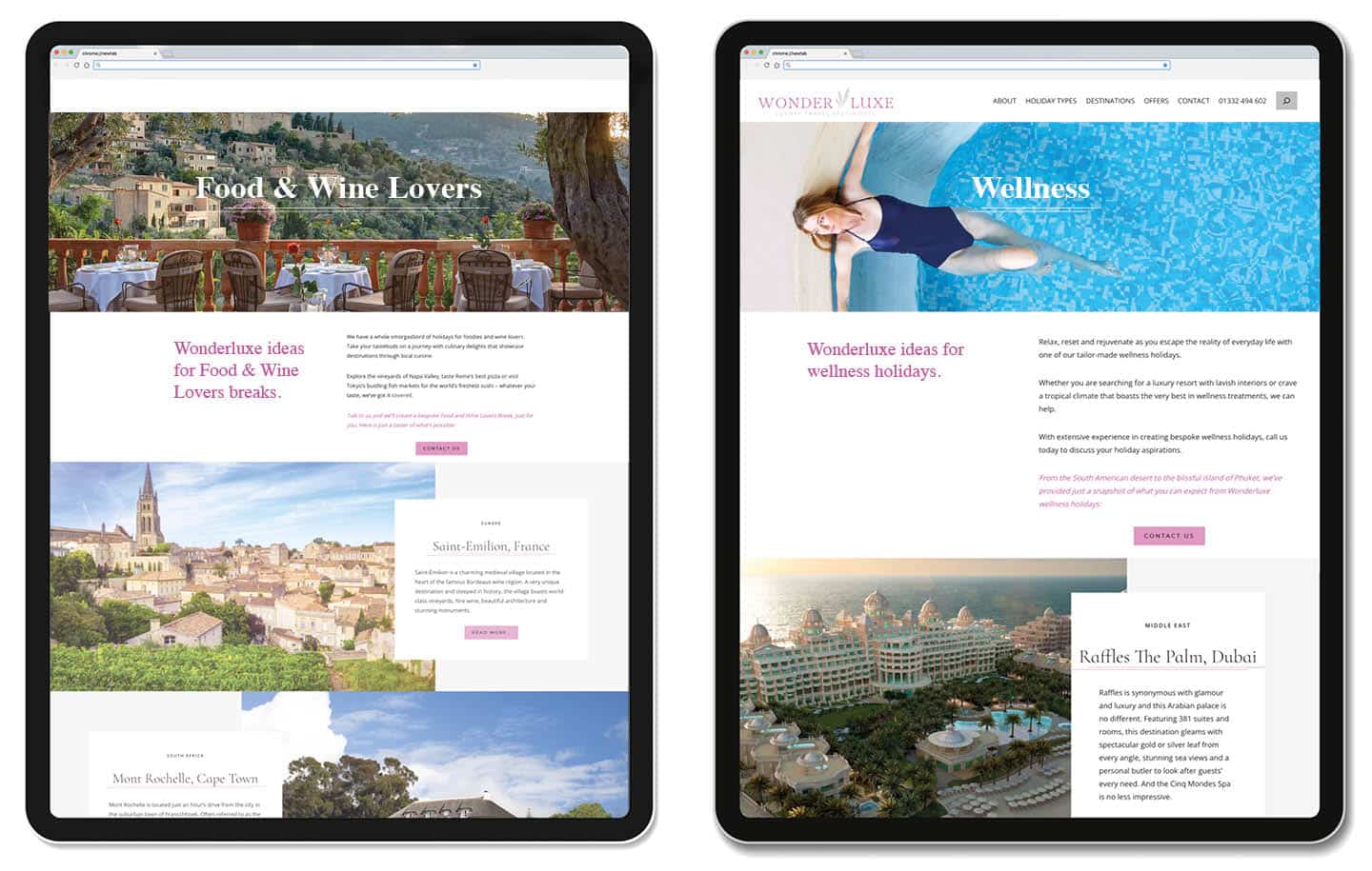 Wonderluxe Travel Website design and Website build